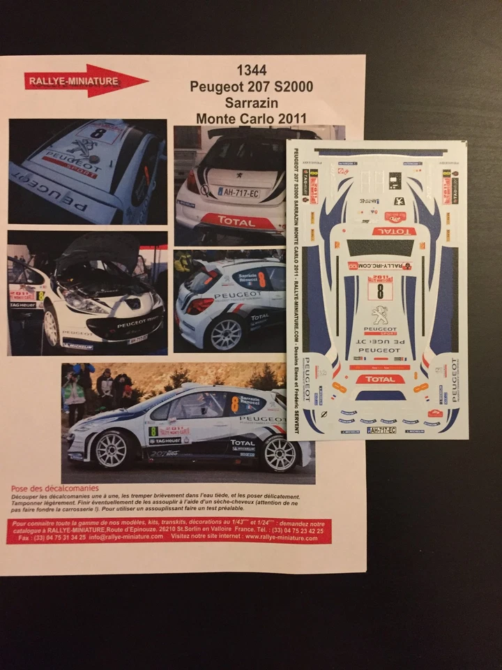 DECALS 1/43 PEUGEOT 207 SARRAZIN RALLYE MONTE CARLO 2011 RALLY MONTECARLO - Photo 1/1