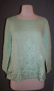 J.CREW BESTICKTES LEINEN TOP GRÖSSE 2 SÜSS SPEARMINT - Bild 1 von 4