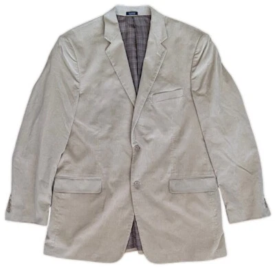 Mens 44 Long Tan Corduroy Sport Coat Classic Preppy Cotton Blazer Saddlebred - Image 1 of 4