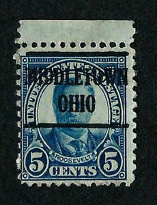 USA, SCOTT # 637, PRECANCEL MIDDLETOWN OHIO, ROOSEVELT, IN GOOD CONDITION 1927 - Picture 1 of 1