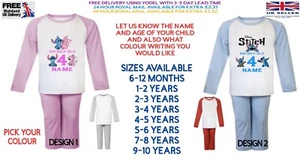 Personalised Boys Girls Baby when I wake up STITCH PJ's loungewear pyjamas - Picture 1 of 9