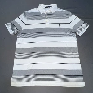 Polo Ralph Lauren Polo Golf Shirt Men L Black White Button Up Short Sleeve -4761 - Picture 1 of 15