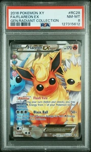 2016 POKEMON XY GENERATIONS RADIANT COLLECTION #RC28 FULL ART/FLAREON EX PSA 8 - Picture 1 of 2
