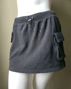 Aeropostale Cargo Sweat Skirt Small Black Corded Waist Snap/Zip Cargo Pockets - Picture 1 of 6