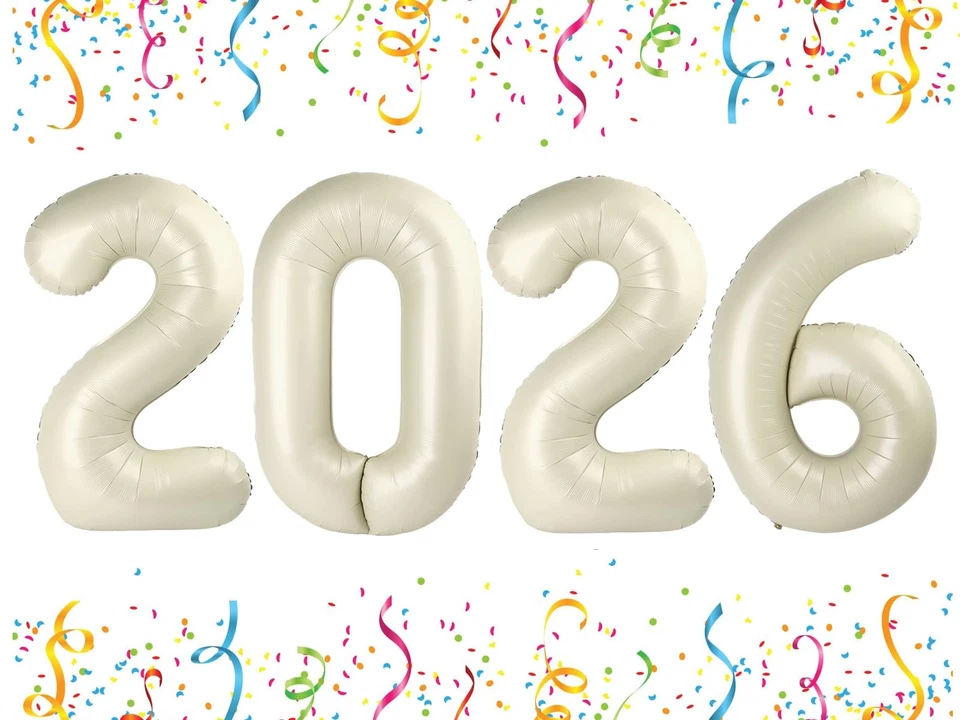 Globos número 40 pulgadas blanco crema 2026 para Año Nuevo, graduación, cumpleaños Foto 1 de 4