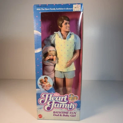 Heart Family Doll Bathtime Fun Dad & Baby Girl 1987 Mattel New in Box 4617 - Image 1 of 4
