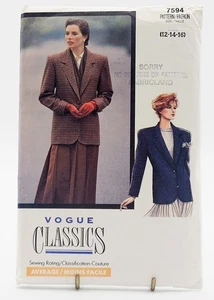 Pattern Misses Petite Jacket Semi Fitted Lined Size 12-16 1988 Vogue 7594 - Picture 1 of 2