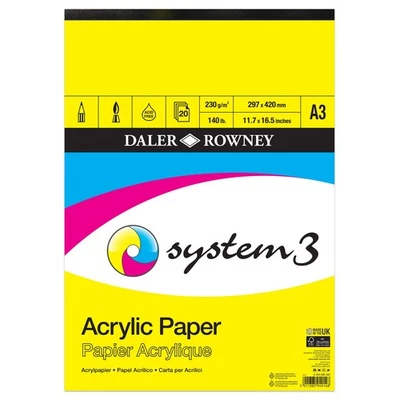 Daler Rowney System 3 Acrylpapier Block A3 230 g/m² 140 Pfund strukturierte Blätter