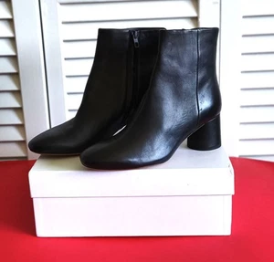 VINCE Vero Cuoio Stivaletti Donna in Pelle con Tacco Tondo, Cerniera, Nero, Taglia 7,5 - Foto 1 di 10