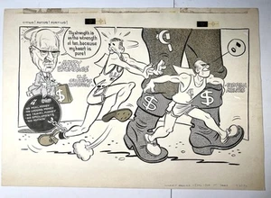 Bill Winstein Pittsburgh Illustration Drawing 1972 Olympics Political Cartoon - Picture 1 of 11