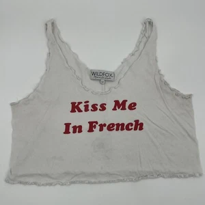 Kiss Me I’m French Crop Top Tank - Made in USA - WildFox Womens Medium - VGUC - Picture 1 of 11
