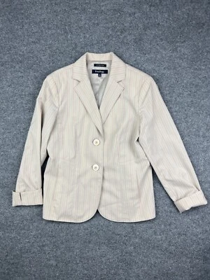 Evan-Picone Blazer Women's 12 P Gray Red Pinstripe Stretch Jacket Two Button - Image 1 of 4