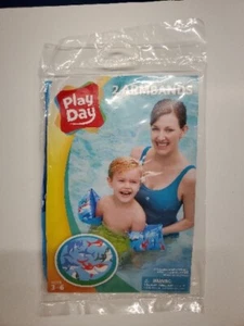 Play Day Blue Sea Animals Inflatable Swimming Armbands Ages 3-6 Sharks New - Picture 1 of 2