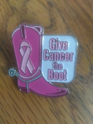 Bota de Vaquero Give Cancer the Boot Esmaltada Solapa Pin Rosa Foto 1 de 4