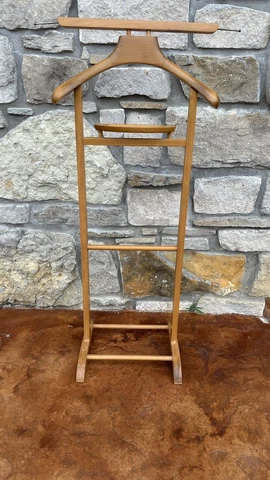 Mid Century Men's Wooden Suit Clothes Valet SPQR Italy Wardrobe Solid Wood Stand Cover