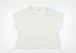 Marks and Spencer White Striped Collared Shirt - Size 22 - Picture 1 of 12