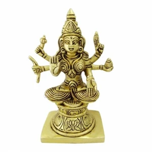 Dhana Lakshmi Mata Brass Statue Hindu God Of Wealth six Hands Laxmi Idol Ompooja - Picture 1 of 4