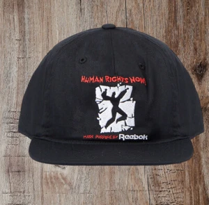 Reebok Human Rights Now Black baseball cap Hat One Size Rare Vintage Tour  - Picture 1 of 6