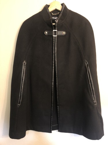 CHANEL Karl Lagerfeld Paris cappotto mantello nero logo fibbia oro S M