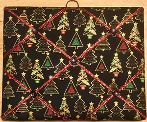 French Bulletin Board Photo Memo Black Metallic Christmas Tree Print 8 x 10 inch - Picture 1 of 3