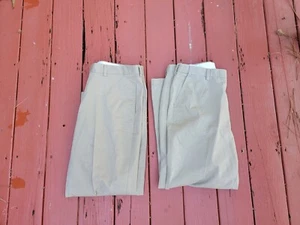 2 LL Bean Khaki Pants Mens Size 38x29 Brown Classic Fit Twill Pleated Comfort - Picture 1 of 15