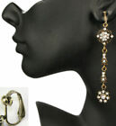 Clip On Vintage Style Chandelier Earrings Antique Silver/Gold Brass Crystal/Bead