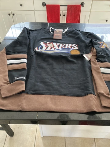 MENS NBA Philadelphia 76ers Mitchell & Ness HOME CHAMPS Pullover SWEATER XL NWT Cover