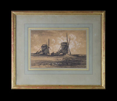 Dessin ancien, Jules Noël 1810-1881. " Moulins." - Photo 1/4