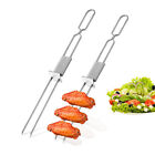 Semi-Automatic Double Head Grill Fork Stainless Steel Portable Grill Tool U