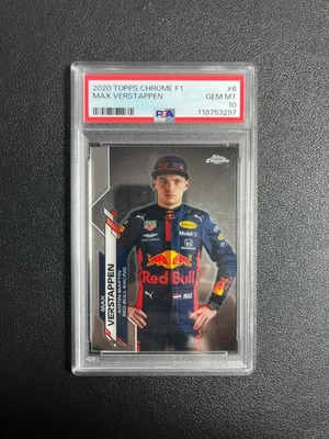 2020 Topps Chrome Formula 1 Max Verstappen Chrome Base PSA10 BJPHA - Image 1 of 2