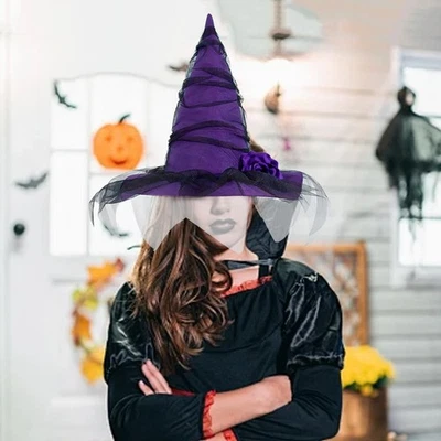 Cappello Da Strega Di Halloween, Cappello Da Mago Per Feste Di Halloween, - Immagine 1 di 4