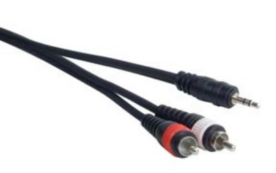 American DJ MP-15 15 Feet Mini Plug To Stereo Rca Cable Black Color Mini Cord - Image 1 of 2