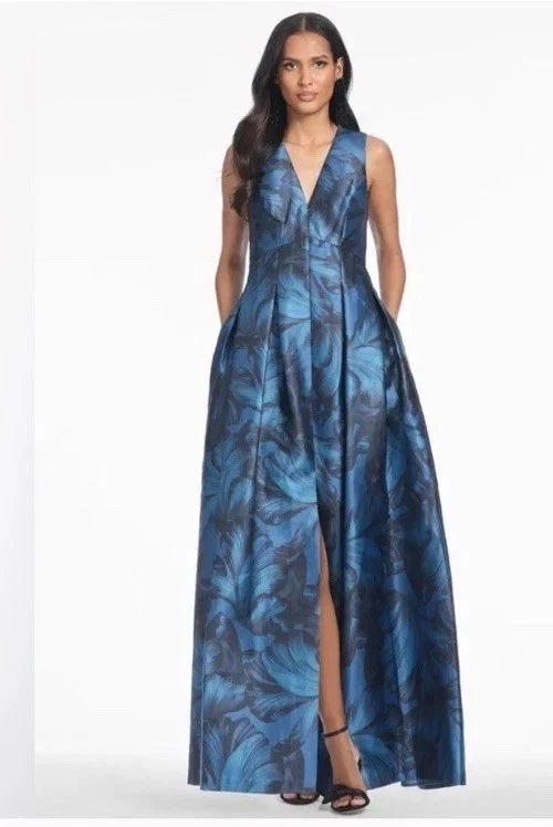 Sachin & Babi Blue Brooke Floral Ballgown Size 0 But Fits Like Size 2/4 Altered - Image 1 of 4