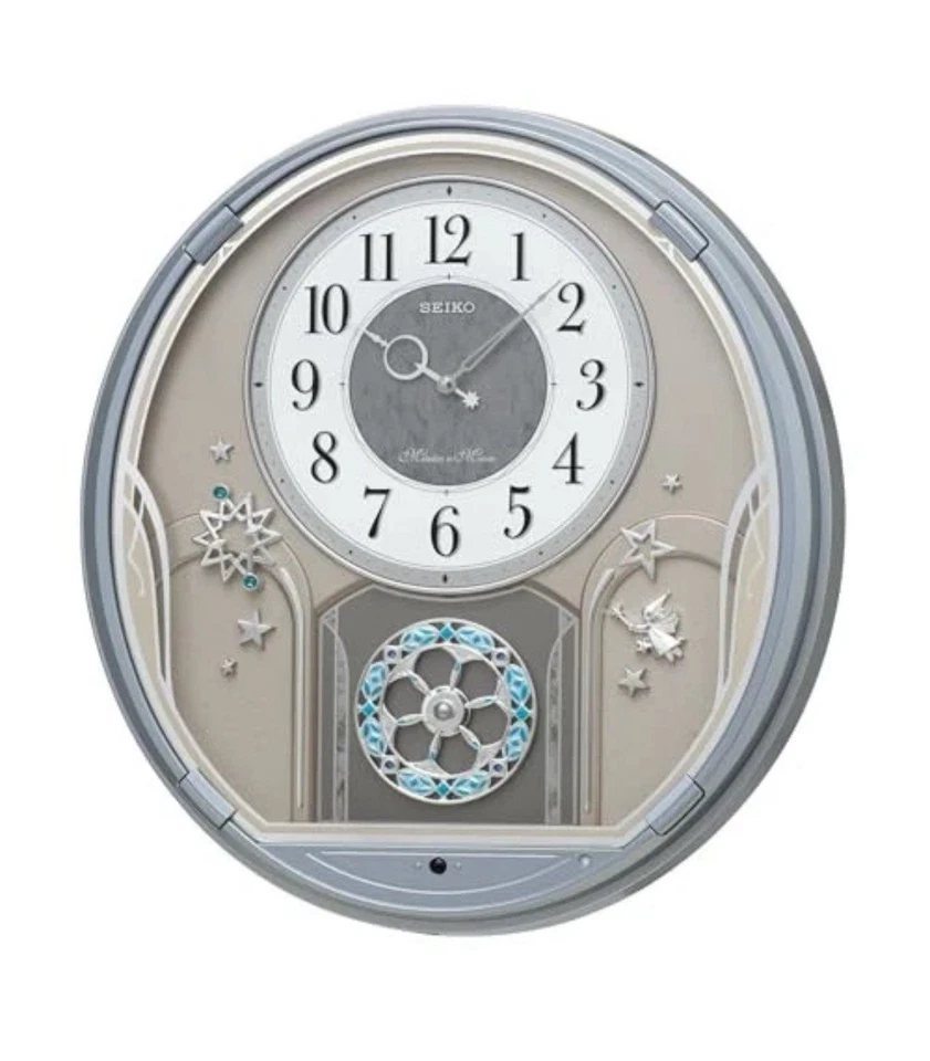 Reloj de pared analógico Seiko AM401S plateado 18 melodías Foto 1 de 4