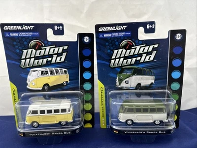 Greenlight Motorworld VW Samba Bus - Lote de 2 - blanco/verde - blanco/amarillo - como nuevo Foto 1 de 4