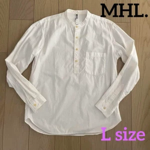 MHL. MARGARET HOWELL Cotton Pullover Band Collar Blouse White Size L From Japan - Picture 1 of 6