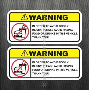 Funny No Food Drink Warning Sticker Set Vinyl Decal JDM Decal Car - Picture 1 of 3