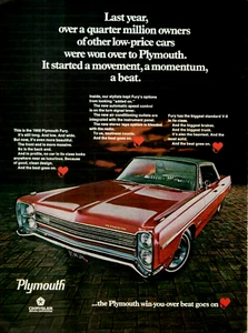 1968 Plymouth Fury Red 4-Door Biggest Standard V-8 Photo Original Color Print Ad - Picture 1 of 2