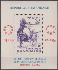 F-EX31781 RWANDA MNH 1967 CANADA MONTREAL ART ETHNIC WARRIOR.    - Picture 1 of 1