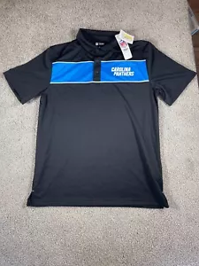 Ropa del equipo de la NFL CAROLINA PANTHERS Fútbol Polo Camisa de Golf NEGRO/azul Rayas - Imagen 1 de 5
