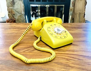 Vintage Western Electric Rotary Dial Phone, Landline Telephone, Yellow Phone - Picture 1 of 10