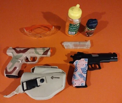 AIRSOFT PISTOLS WITH EXTRAS, COMPLETE OUTFIT - Image 1 of 4