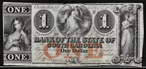 Obsolete Banknote Currency 9/1861 Charleston SC South Carolina RED ONE $1 Note - Picture 1 of 2