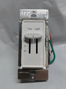 5 pc NEW Dual Slide 3-Speed Fan Control Fully Variable Dimmer Single Pole WHITE - Picture 1 of 4