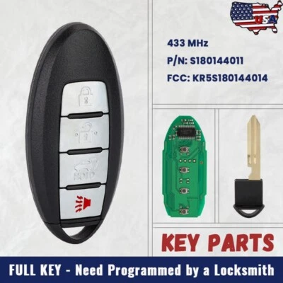 PARA INFINITI JX35 QX60 -2014 2015 2016 LLAVE INTELIGENTE MANDO A DISTANCIA SIN LLAVE S180144011 Foto 1 de 4