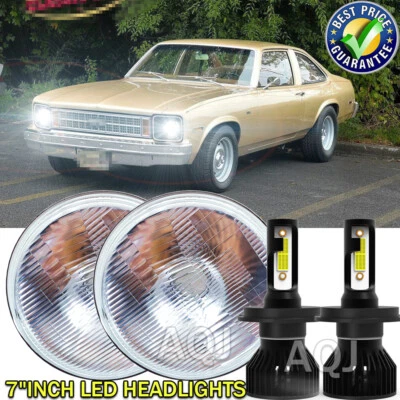 For Chevrolet Chevy Nova 1963-1978 7inch Round LED Headlights Hi/Lo Beam Sealed - Image 1 of 4