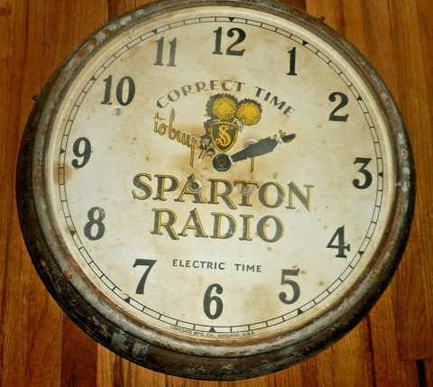 Vintage RARE Correct Time to Buy SPARTON RADIO Advertising Hanging Wall Clock Cover