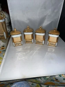 Set Of 4 Victoria Czechoslovakia Lusterware Spice Jars Vintage - Picture 1 of 7