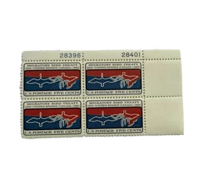 1966 5 Cents Migratory Bird Treaty Plate Block of 4 28396/28401- Scott #1306 MNH - Picture 1 of 16