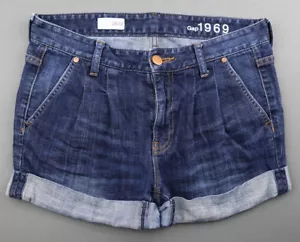 Women's 2011 Gap 1969 Mid Rise Jean Trouser Shorts Pleated Size 26/2 (Msr 30x2) - Picture 1 of 6